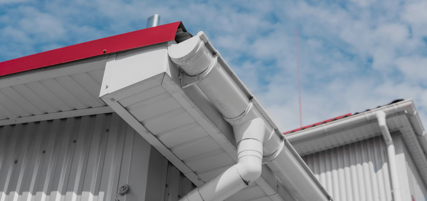 white guttering in a commercial building
